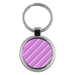 Violet Diagonal Lines Key Chains (round)  by snowwhitegirl