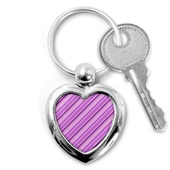 Violet Diagonal Lines Key Chains (heart)  by snowwhitegirl