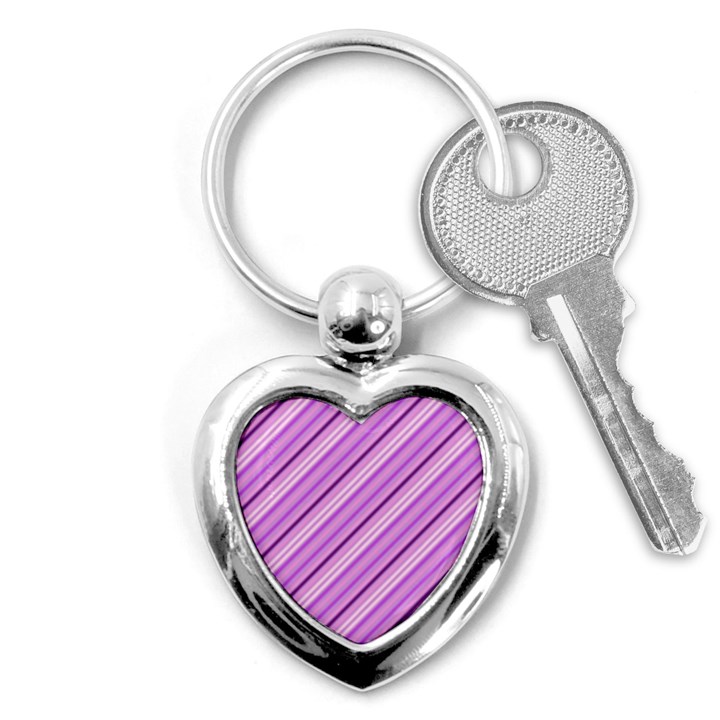 Violet Diagonal Lines Key Chains (Heart) 