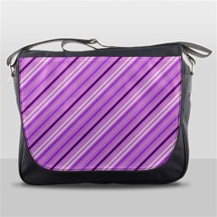 Violet Diagonal Lines Messenger Bags by snowwhitegirl