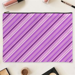 Violet Diagonal Lines Cosmetic Bag (xxxl) by snowwhitegirl