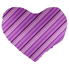 Violet Diagonal Lines Large 19  Premium Heart Shape Cushions by snowwhitegirl