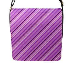 Violet Diagonal Lines Flap Messenger Bag (l)  by snowwhitegirl