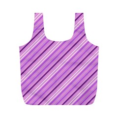 Violet Diagonal Lines Full Print Recycle Bags (m)  by snowwhitegirl