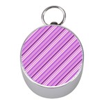 Violet Diagonal Lines Mini Silver Compasses Front