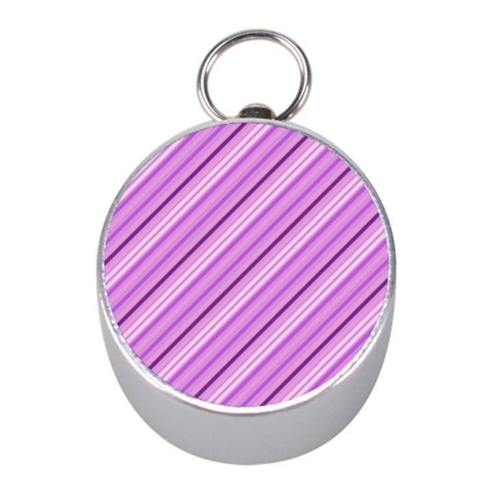 Violet Diagonal Lines Mini Silver Compasses