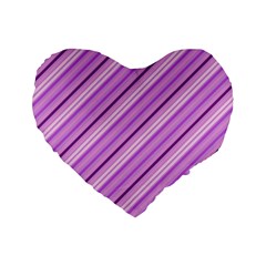 Violet Diagonal Lines Standard 16  Premium Flano Heart Shape Cushions by snowwhitegirl