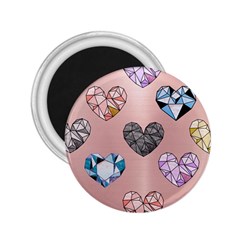 Gem Hearts And Rose Gold 2 25  Magnets by NouveauDesign