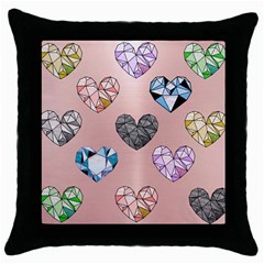 Gem Hearts And Rose Gold Throw Pillow Case (black) by NouveauDesign