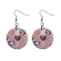 Gem Hearts And Rose Gold Mini Button Earrings