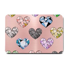 Gem Hearts And Rose Gold Small Doormat  by NouveauDesign