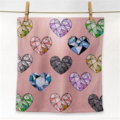 Gem Hearts And Rose Gold Face Towel by NouveauDesign