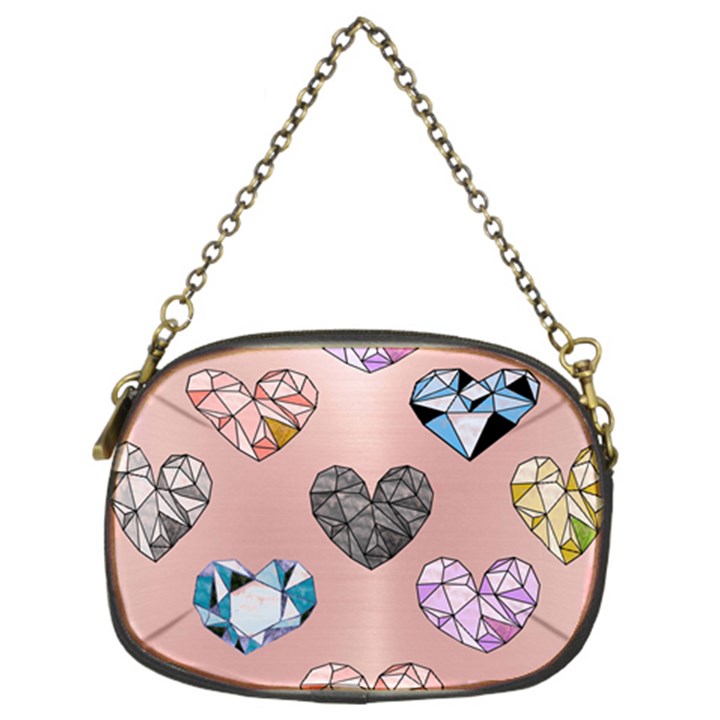 gem hearts and rose gold Chain Purses (Two Sides) 