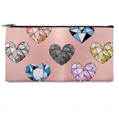 Gem Hearts And Rose Gold Pencil Cases