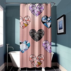 Gem Hearts And Rose Gold Shower Curtain 36  X 72  (stall)  by NouveauDesign