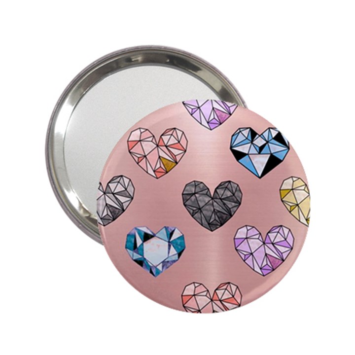 gem hearts and rose gold 2.25  Handbag Mirrors