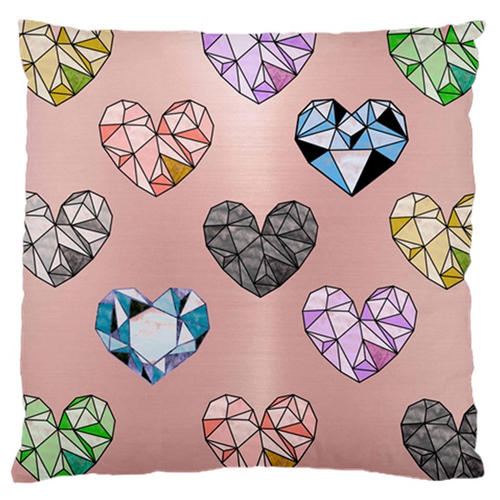 gem hearts and rose gold Large Cushion Case (One Side)