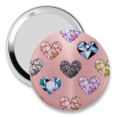 Gem Hearts And Rose Gold 3  Handbag Mirrors by NouveauDesign