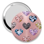 gem hearts and rose gold 3  Handbag Mirrors Front