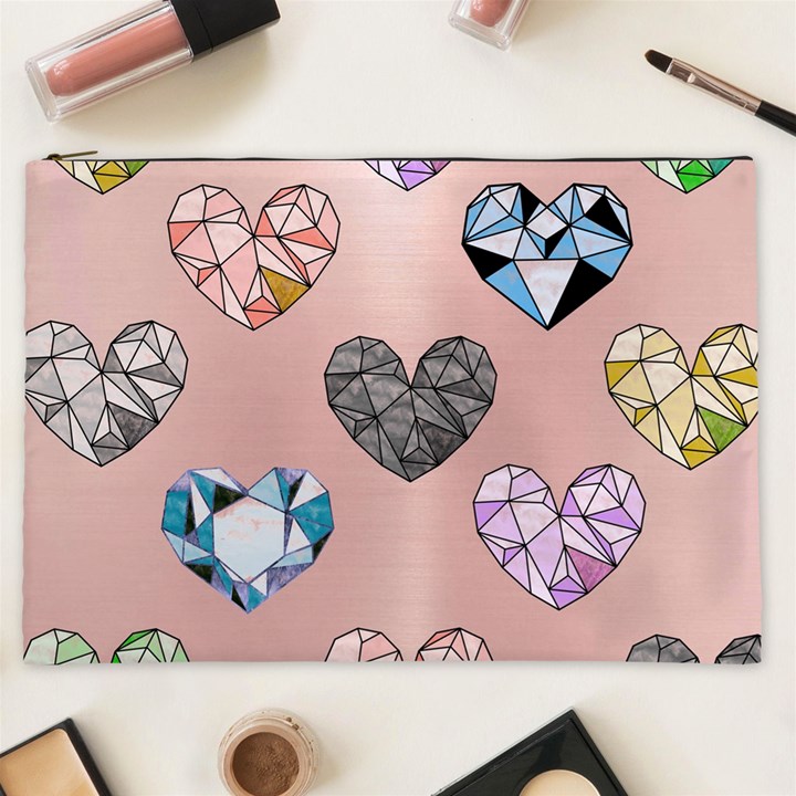 gem hearts and rose gold Cosmetic Bag (XXL)