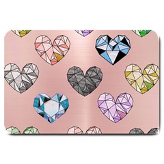 Gem Hearts And Rose Gold Large Doormat  by NouveauDesign