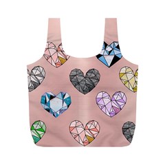 Gem Hearts And Rose Gold Full Print Recycle Bags (m)  by NouveauDesign