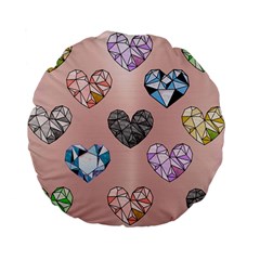 Gem Hearts And Rose Gold Standard 15  Premium Flano Round Cushions by NouveauDesign