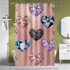 Gem Hearts And Rose Gold Shower Curtain 48  X 72  (small)  by NouveauDesign