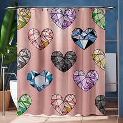 Gem Hearts And Rose Gold Shower Curtain 60  X 72  (medium)  by NouveauDesign