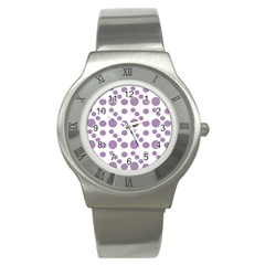 Violet Dots Stainless Steel Watch by snowwhitegirl