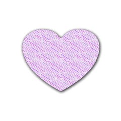 Silly Stripes Lilac Rubber Coaster (heart)  by snowwhitegirl