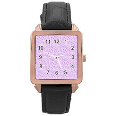 Silly Stripes Lilac Rose Gold Leather Watch  by snowwhitegirl