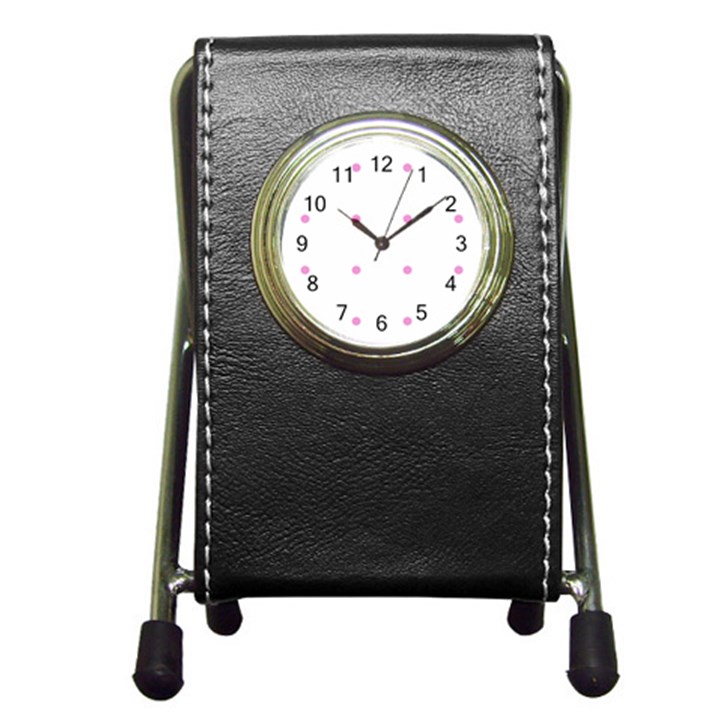 Pink Dots Pen Holder Desk Clock