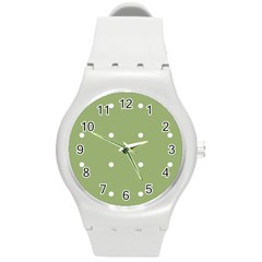 Olive Dots Round Plastic Sport Watch (m) by snowwhitegirl