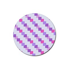 Geometric Squares Rubber Coaster (round)  by snowwhitegirl