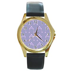 Pink Hat Round Gold Metal Watch by snowwhitegirl