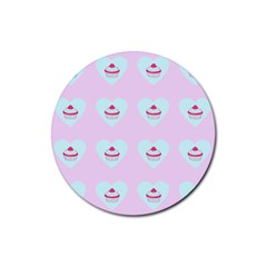 Pink Cupcake Rubber Round Coaster (4 Pack)  by snowwhitegirl