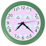 Pink Cupcake Color Wall Clock Front