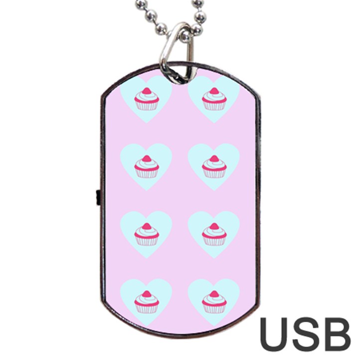 Pink Cupcake Dog Tag USB Flash (One Side)