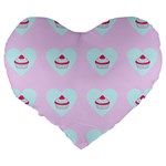 Pink Cupcake Large 19  Premium Heart Shape Cushions Back