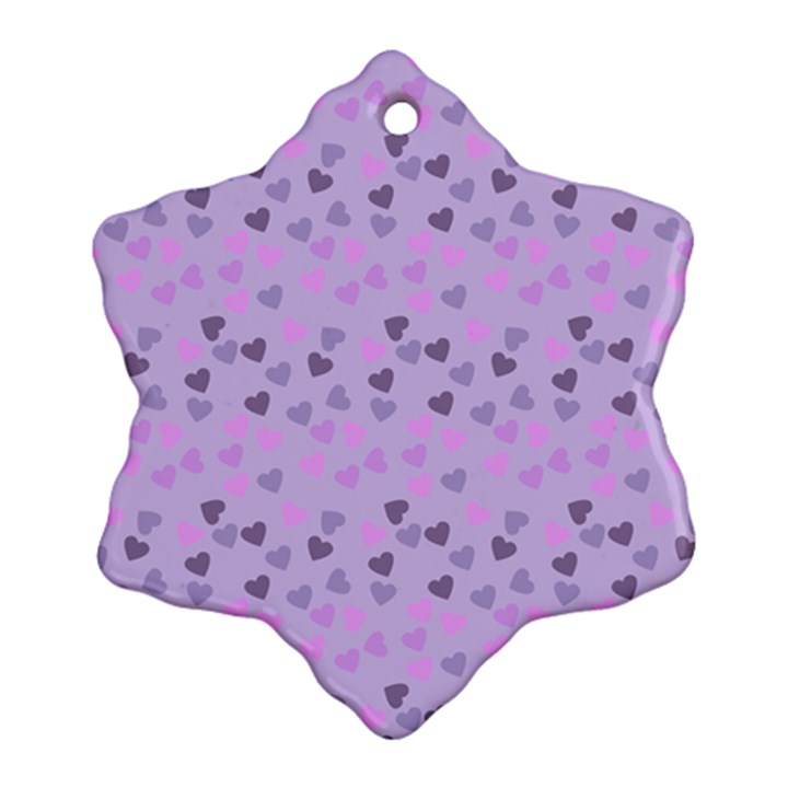 Heart Drops Violet Snowflake Ornament (Two Sides)