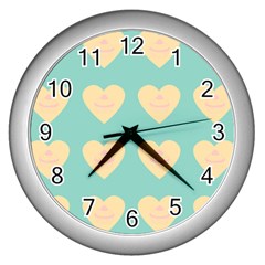 Teal Cupcakes Wall Clock (silver) by snowwhitegirl