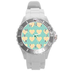 Teal Cupcakes Round Plastic Sport Watch (l) by snowwhitegirl