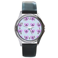 Blue Cupcake Round Metal Watch by snowwhitegirl