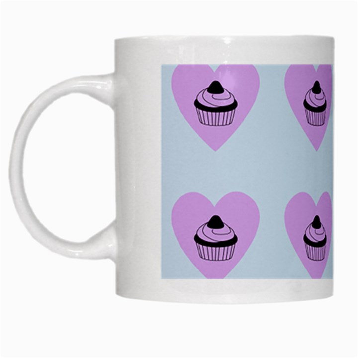 Blue Cupcake White Mugs