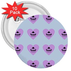 Blue Cupcake 3  Buttons (10 Pack)  by snowwhitegirl