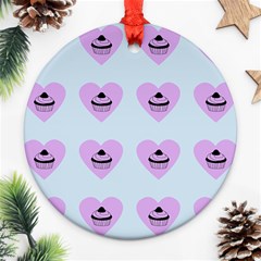 Blue Cupcake Round Ornament (two Sides) by snowwhitegirl