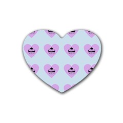 Blue Cupcake Rubber Coaster (heart)  by snowwhitegirl