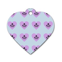 Blue Cupcake Dog Tag Heart (two Sides) by snowwhitegirl