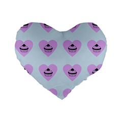 Blue Cupcake Standard 16  Premium Heart Shape Cushions by snowwhitegirl